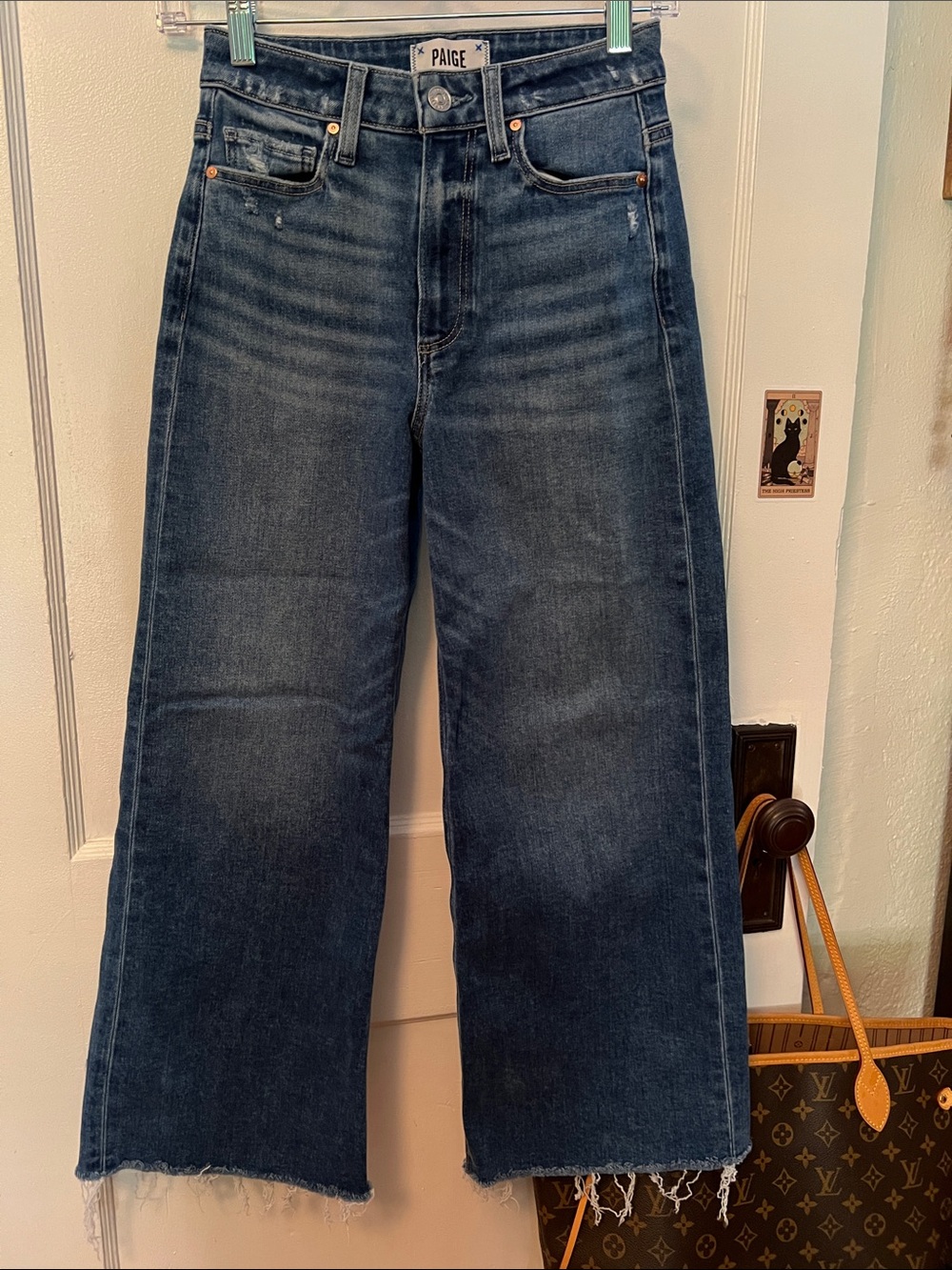 PAIGE Dark Blue Wide Leg Jeans